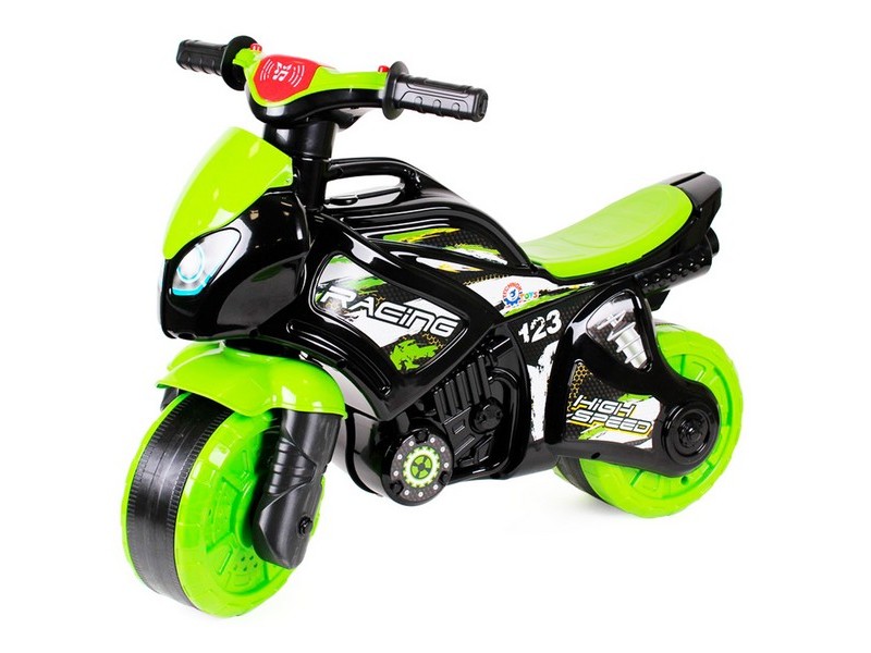 Мотоцикл 2-х колесный черно-зеленый (муз.) 5774