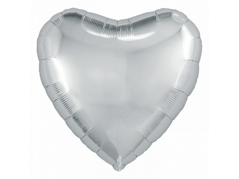 Шар-сердце Серебро 46 см