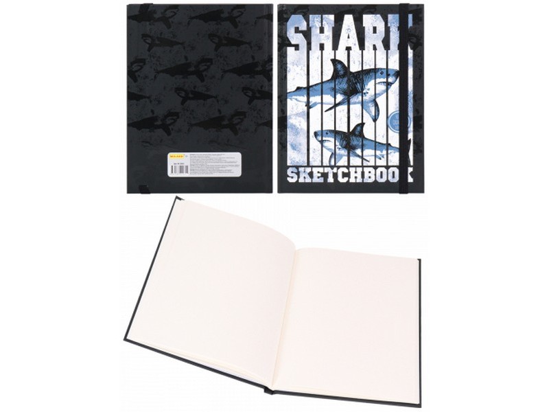 Скетчбук А5 40л. SHARK (на резинке, мат. лам.) 40-2061