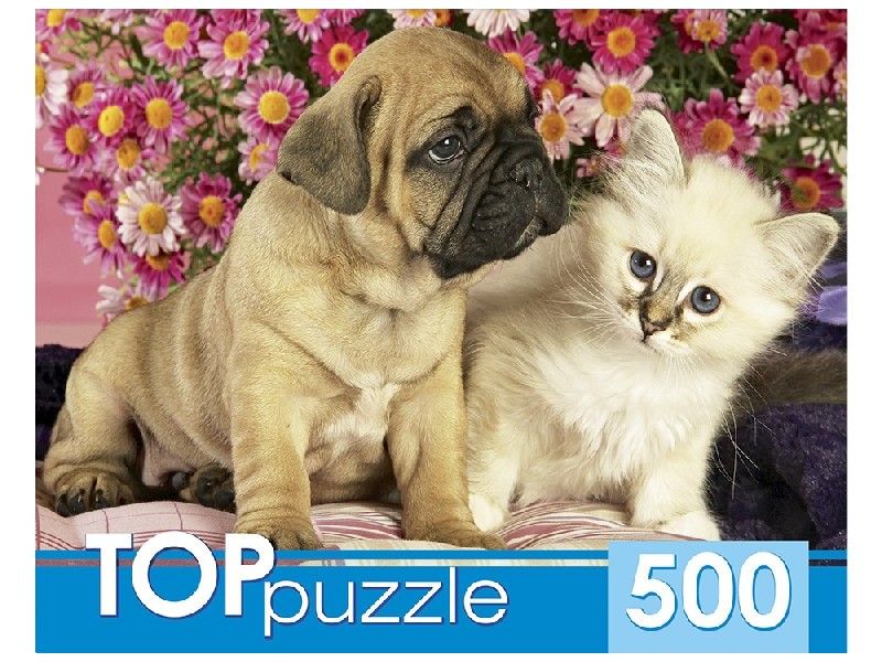 TOPpuzzle ПАЗЛЫ 500 элементов ЩЕНОК И КОТЕНОК