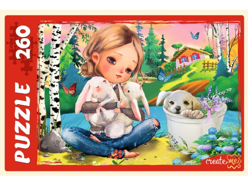 ПАЗЛЫ 260 элементов. ДЕВОЧКА С ПУШИСТЫМИ ДРУЗЬЯМИ