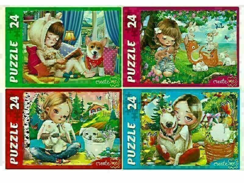 ПАЗЛЫ 24 элемента. ДЕВОЧКА С ПУШИСТЫМИ ДРУЗЬЯМИ №5 кратно 32