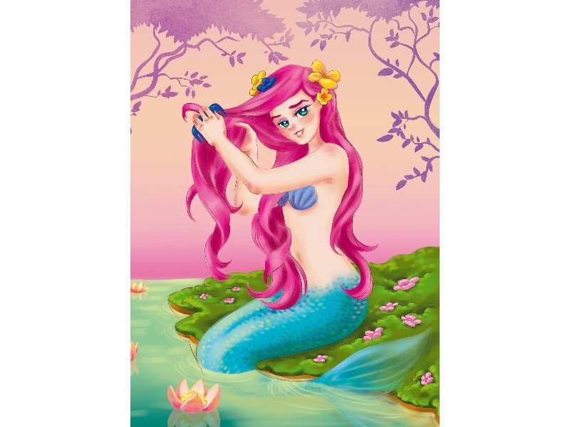 Холст с красками 22х30 см по номерам. РУСАЛКА