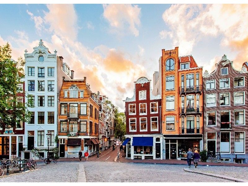 Холст с красками 40х50 см по номерам. ЯРКИЕ ДОМА АМСТЕРДАМА