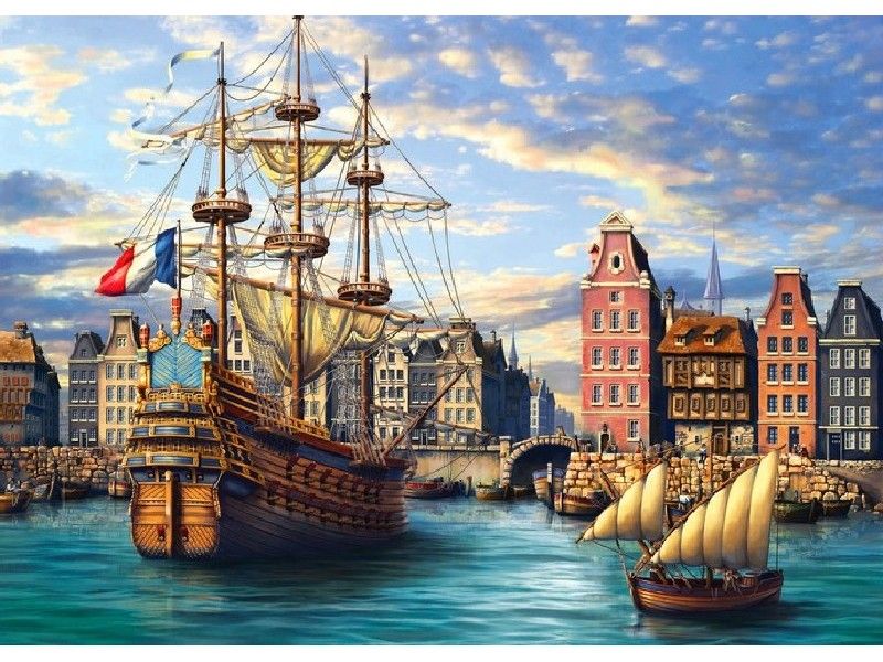 Холст с красками 40х50 см по номерам. СТАРЫЙ ПОРТ