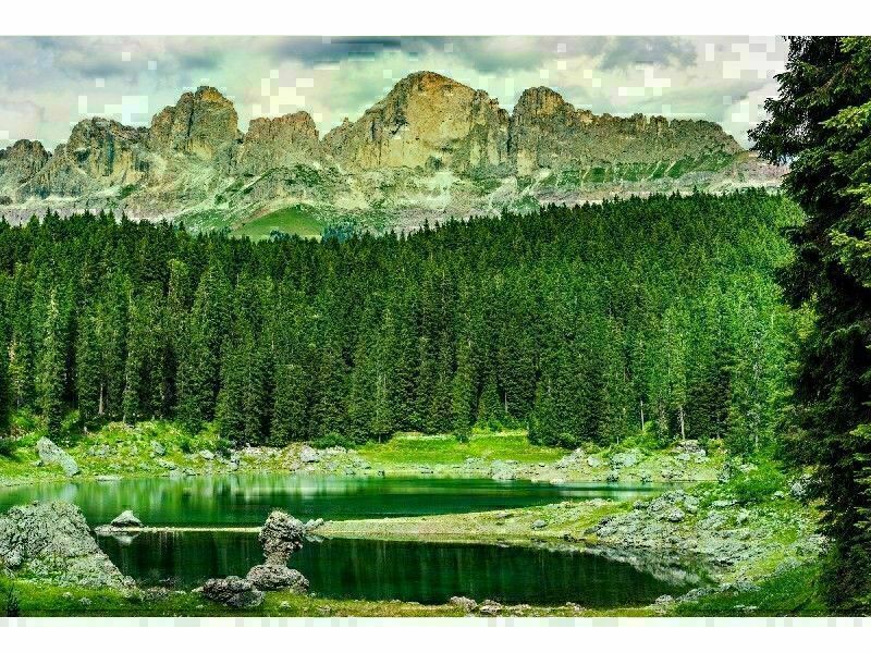 Холст с красками 30х40 см по номерам. ПРЕКРАСНЫЙ ЛЕС В ГОРАХ