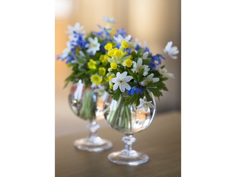 Холст с красками 30х40 см по номерам. ЦВЕТЫ В БОКАЛАХ