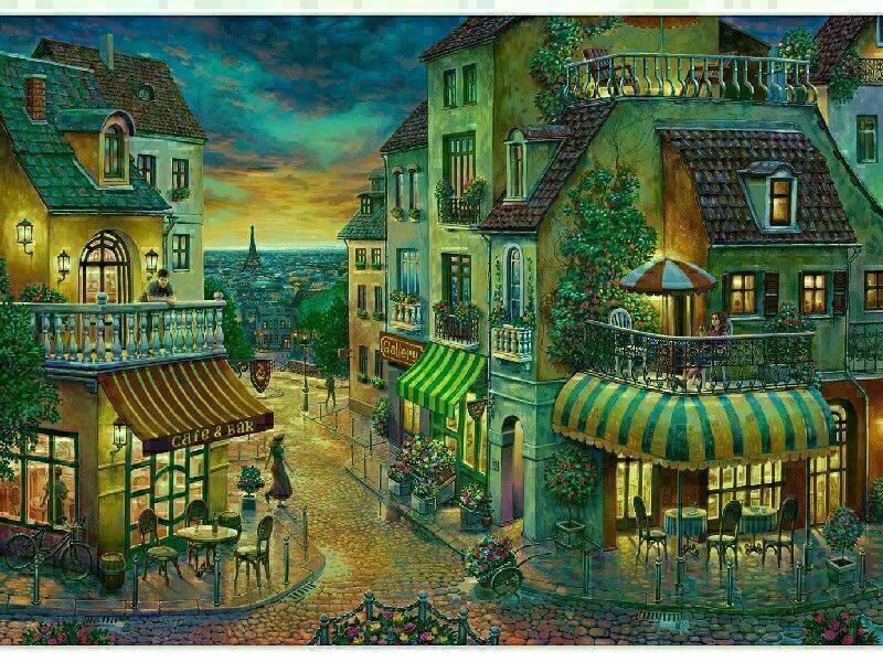 Раскраска на картоне А3. ВЕЧЕРНЯЯ УЛОЧКА