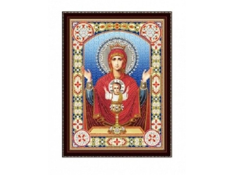 Алмазная мозаика 30х40 см ИКОНА БОГОРОДИЦЫ НЕУПИВАЕМАЯ ЧАША (с подр., c част. заполн., блест.)