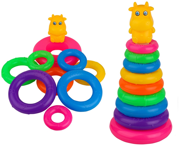 Пирамидка БЕГЕМОТИК 30 см, 9 колец 1791238