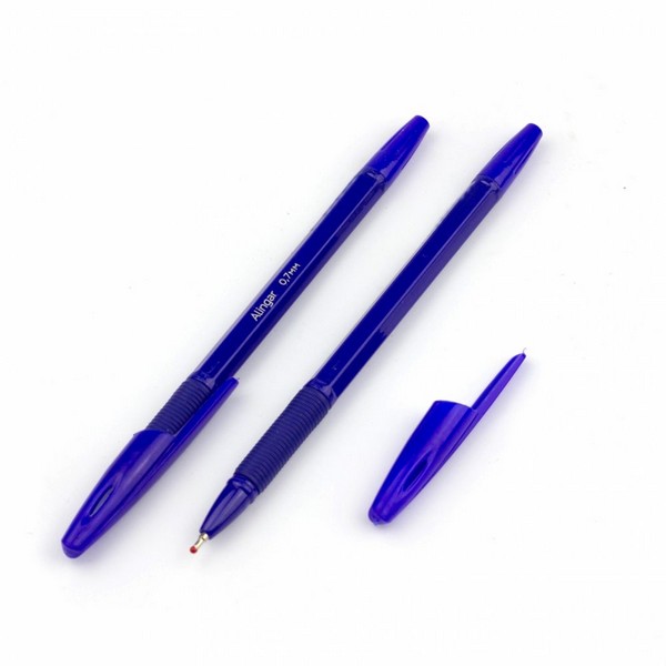 Ручка масляная «ALINGAR» (резиновый держатель, игольч. 0,7 мм) СИНЯЯ