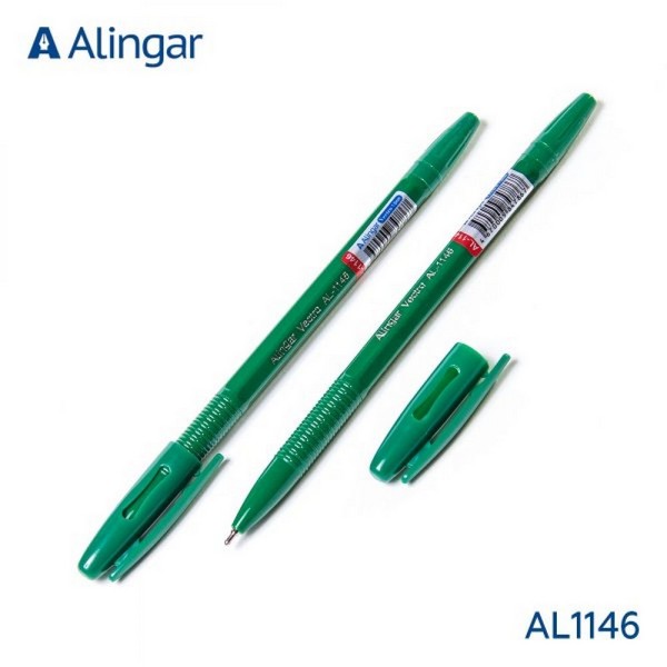 Ручка масляная «ALINGAR» (игольч. 1,0 мм) ЗЕЛЕНАЯ