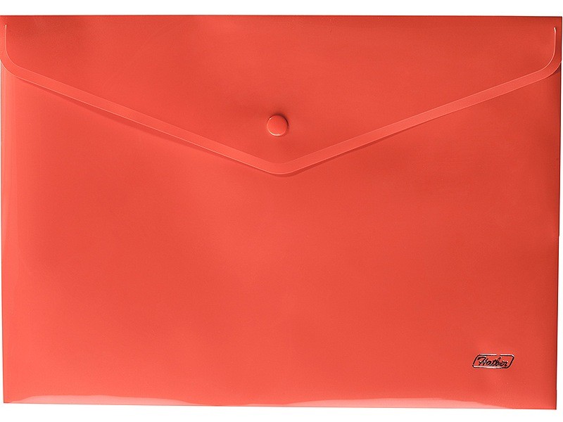 Папка-конверт А5 «Hatber» на кнопке 180мкм КРАСНАЯ