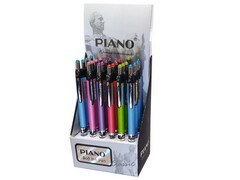 41965 [PB-165-C]Ручка шариковая автомат. "PIANO" рельефный держатель 0,7 мм СИНЯЯ (24шт/уп)