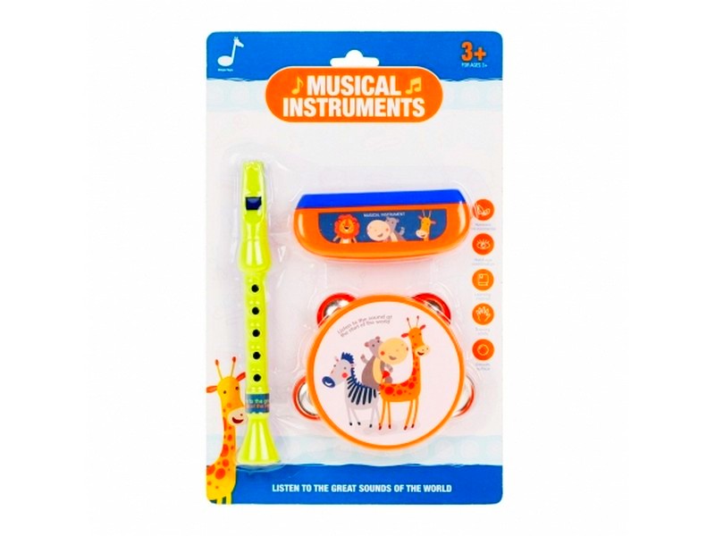 Набор музыкальных инструментов 3 предмета 30*18 см на планшете 200667457