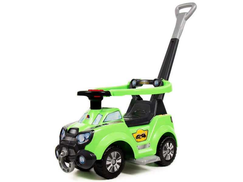 Каталка-автомобиль "Sokol №5" с ручкой, подножкой и ограждением