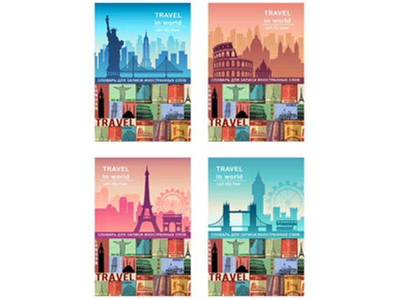 Тетрадь-словарь СПЕЦЛИНОВКА А6 32л. ЦВЕТНЫЕ СТОЛИЦЫ (цвет. мелов. обл.) 24-3030