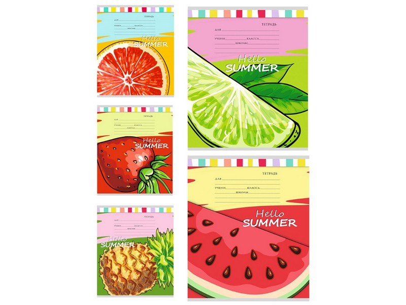 Тетрадь КЛЕТКА 12л. ЯРКИЕ ФРУКТЫ (цвет. мелов. обл.) 12-5656