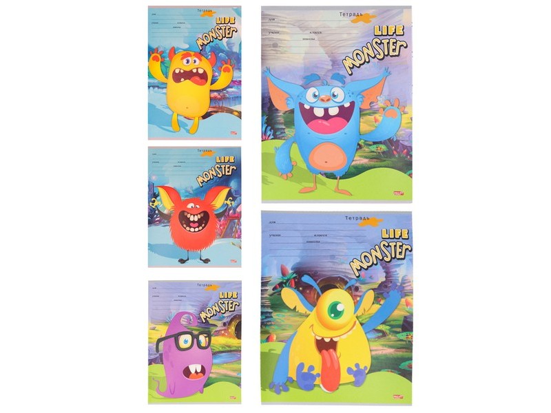 Тетрадь ЛИНИЯ 12л. ЖИЗНЬ МОНСТРИКОВ (цвет. мелов. обл.) 12-4385