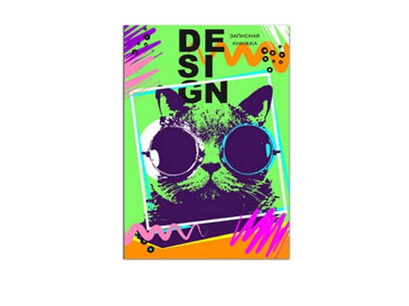 ЗАПИСНАЯ КНИЖКА А6 64л. КОТ В ОЧКАХ (лен, глян. ламин.) К64-5988