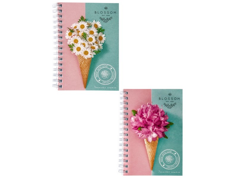 ЗАПИСНАЯ КНИЖКА А6 120л. ЦВЕТЫ В РОЖКЕ (гребень, цвет. мелов. обл.) 120-0714