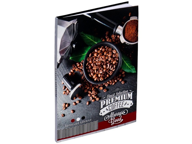 ЗАПИСНАЯ КНИЖКА А6 48л. КОФЕЙНЫЕ ЗЕРНА (глян ламин., цвет мелов обл.) 48-2093