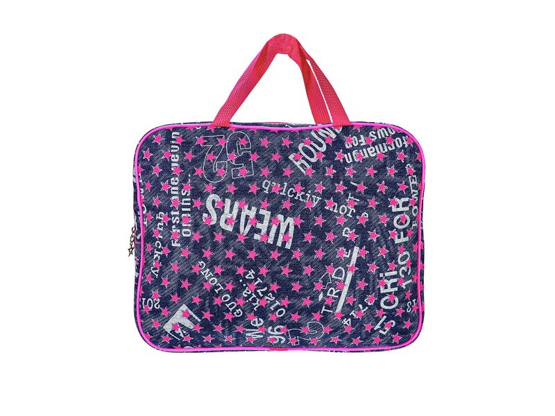 Купить оптом Папка детская А4 ДЖИНСОВЫЕ ЗВЕЗДОЧКИ РОЗОВАЯ (с ручками, молния) ПТ-7845 в Луганске