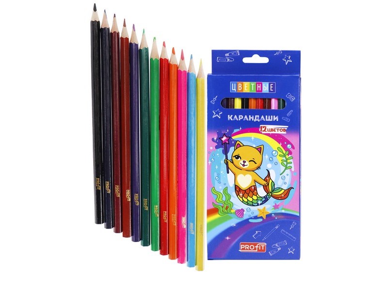 Карандаши цветные 12цв. КОТОРУСАЛКА d=2,65мм в кор. КЦ-8355