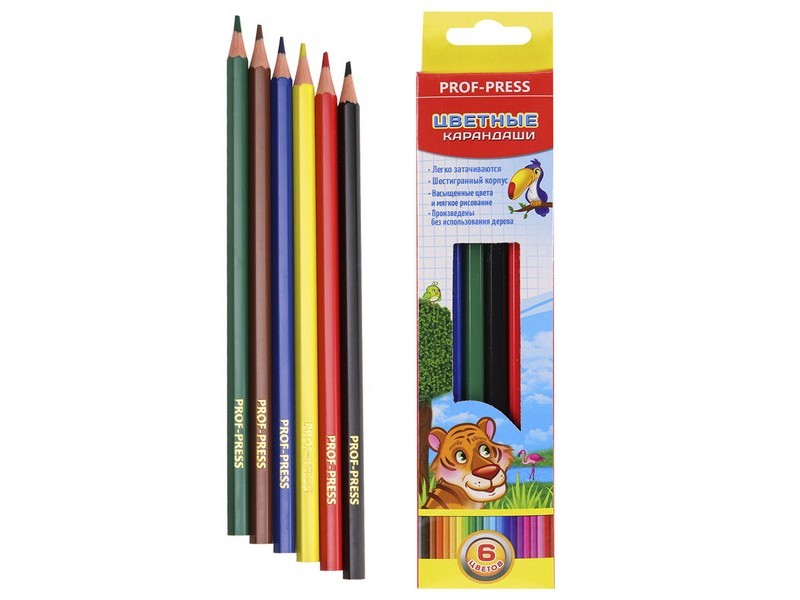 Карандаши цветные 6цв. "МУЛЬТИКИ" d=2,65мм в кор. КЦ-8370