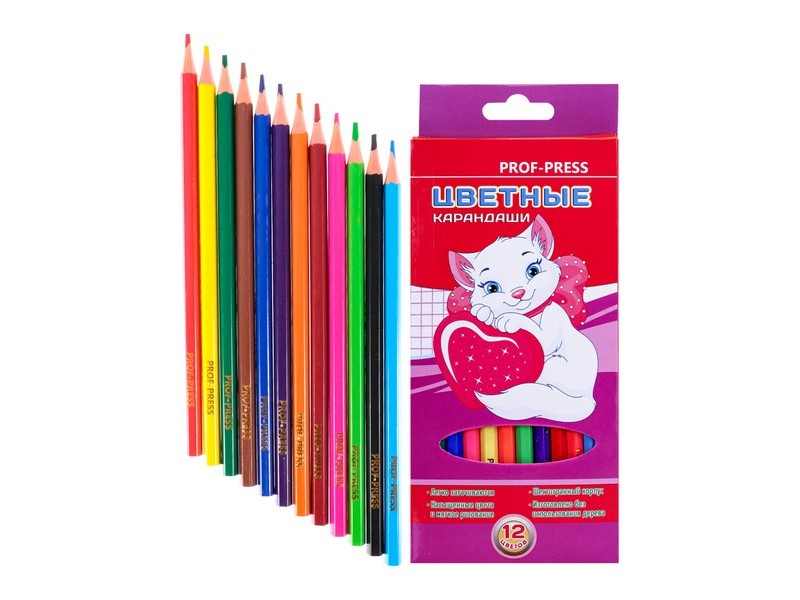Карандаши цветные 12цв. "КОТЯТА" d=2,65мм в кор. КЦ-8375