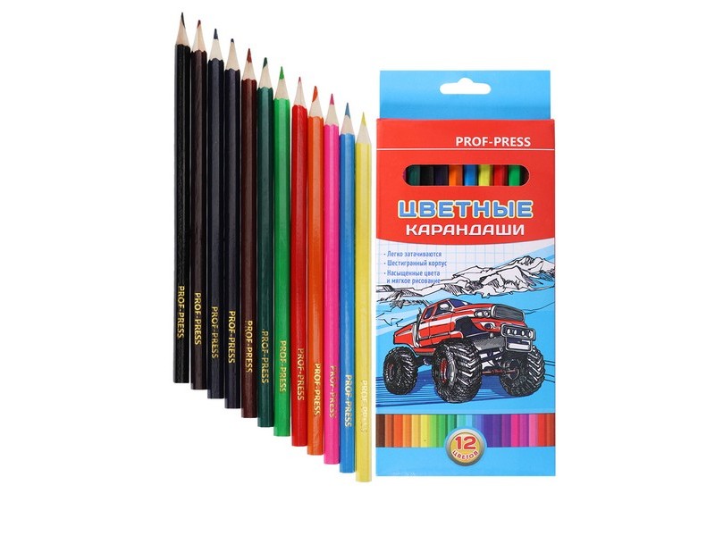 Карандаши цветные 12цв. "АВТО" d=2,80мм в кор. КЦ-8383