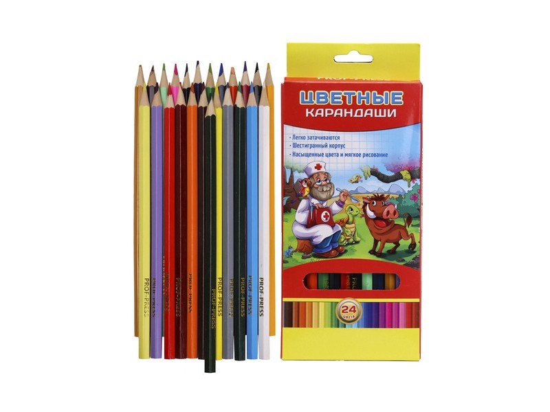 Карандаши цветные 24 цв. ЗАБОТА О ДРУГЕ К-7029