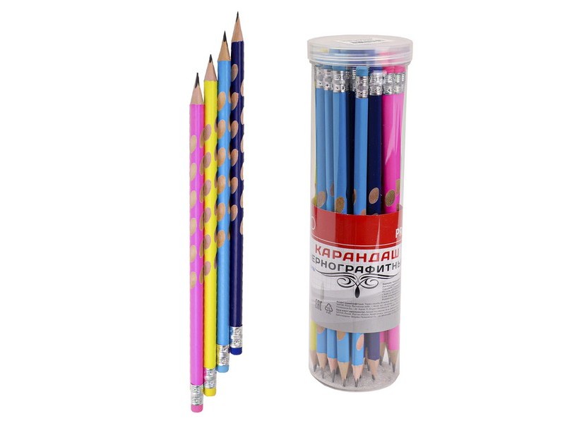 Карандаш ч/г заточенный, с ластиком «СО СРЕЗАМИ» (36шт/уп)