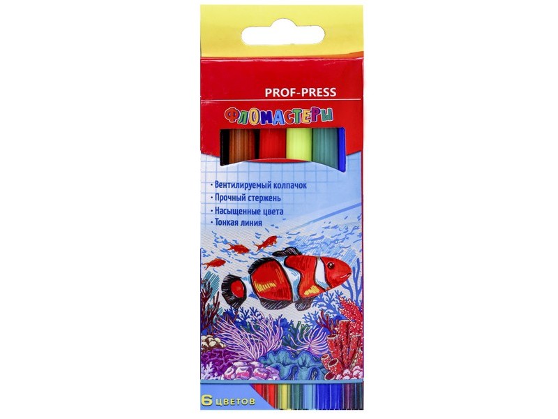 Фломастеры вентилируемые 6цв. "МОРСКИЕ ОБИТАТЕЛИ" в кор. Ф-8282