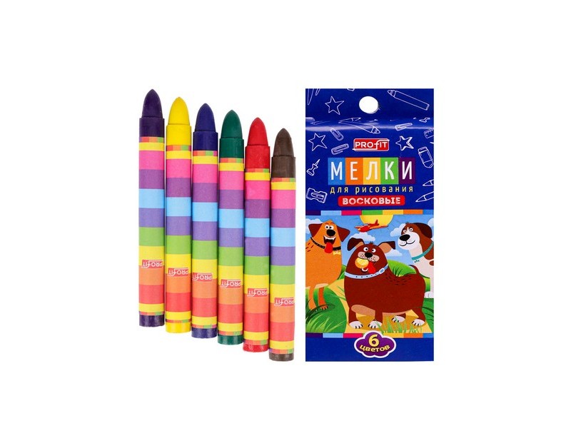 Набор восковых мелков 6цв. "РИСОВАННЫЕ ЩЕНКИ" ШМ-8401