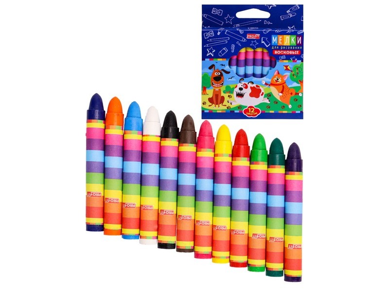 Набор восковых мелков 12цв. "РИСОВАННЫЕ ЩЕНКИ" ШМ-8408