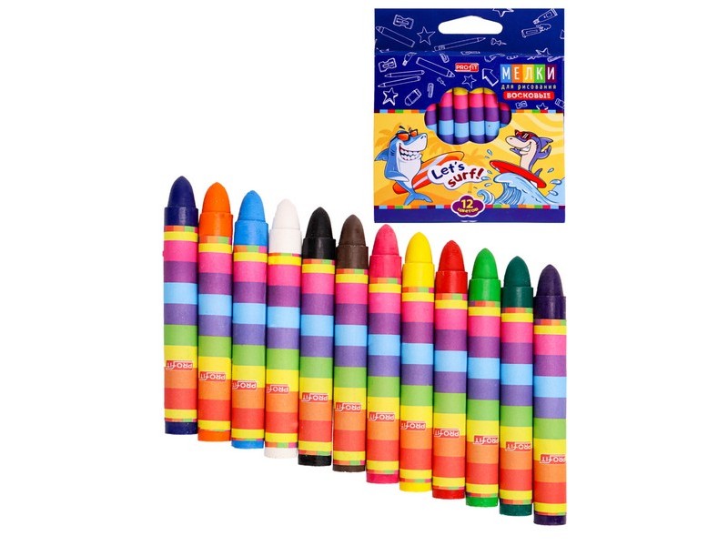 Набор восковых мелков 12цв. "АКУЛЫ" ШМ-8409