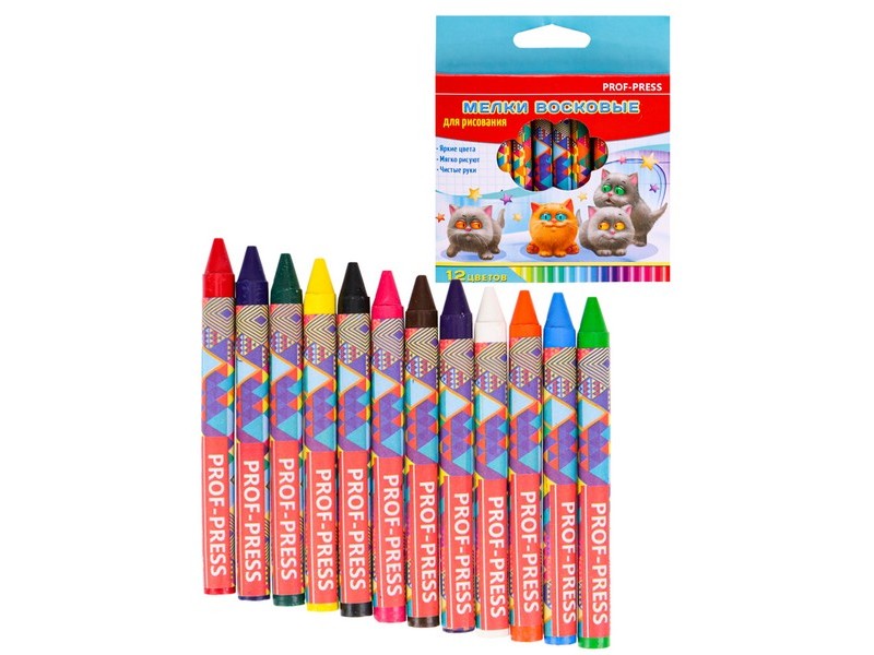 Набор восковых мелков 12цв. "РИСОВАННЫЕ ЖИВОТНЫЕ" ШМ-9907