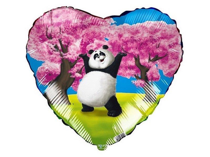 Шар-сердце «Панда» 45см
