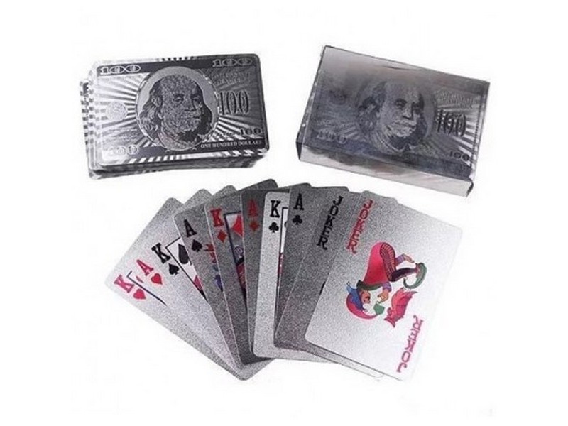 Карты игральные пластик. «БЛЕСК» серебро (54 шт) ИН-5916