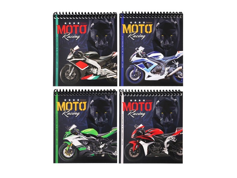 БЛОКНОТ А6 40л. клетка "МОТОЦИКЛ И ПАНТЕРА" (спираль, цвет. мелов. обл., офсет)