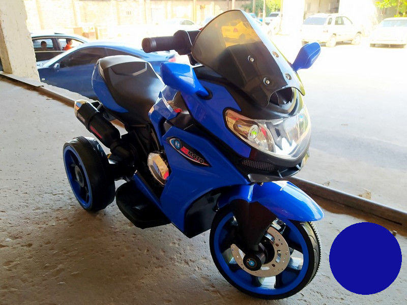 Электромотоцикл трехколесный (6V, 500мA, до 3 км/ч, до 25 кг) 92*42*56см синий ks5588 , 70*93*50