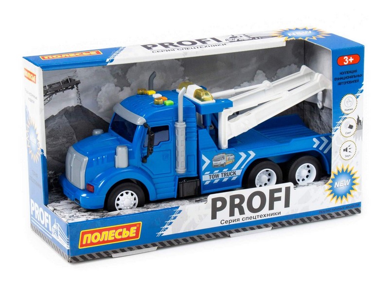 Автомобиль-эвакуатор инерц. "Профи" (свет, звук) синий в коробке