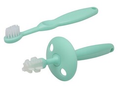 46032 [RTM-002]Набор зубная щетка, щетка-массажер для десен (бирюзовый)