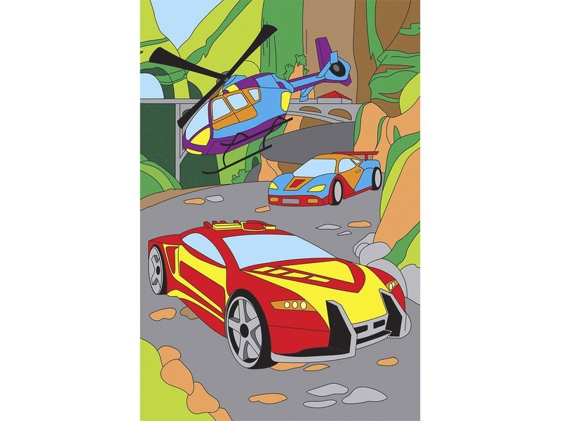 Холст с красками 20х30 см. ГОНКИ В ГОРАХ