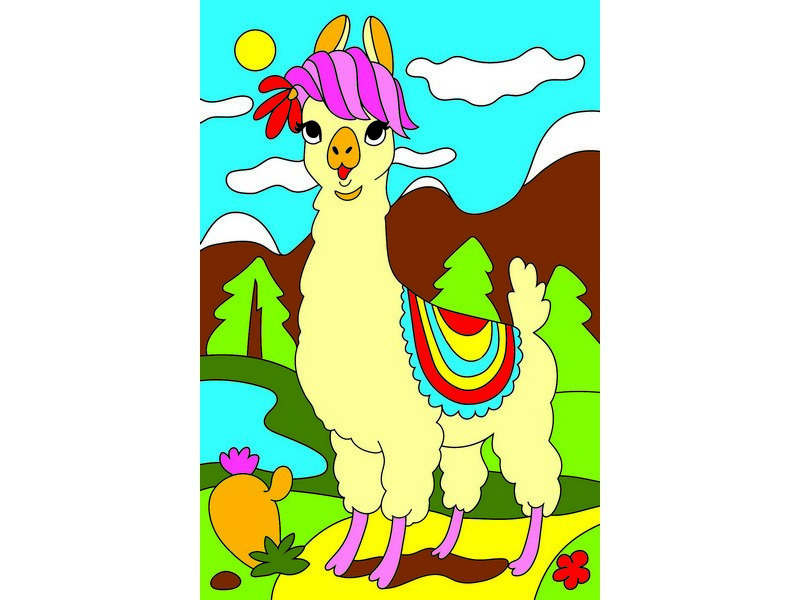 Холст мини 10х15 см по номерам в пленке. КРАСИВАЯ ЛАМА