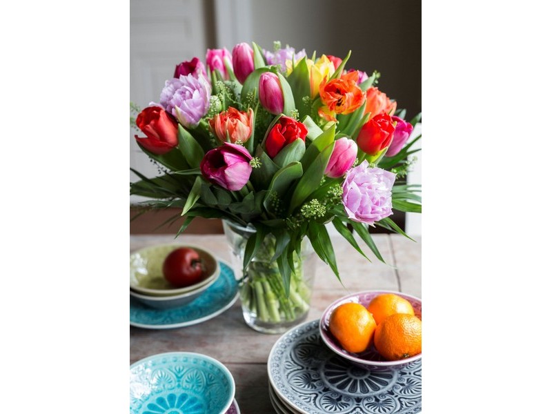 Холст с красками 30х40 см по номерам. СВЕЖИЙ БУКЕТ ТЮЛЬПАНОВ