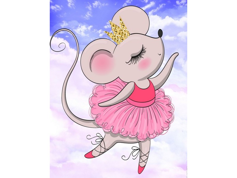 Холст с красками 17х22 см по номерам. ОЗОРНАЯ МЫШКА