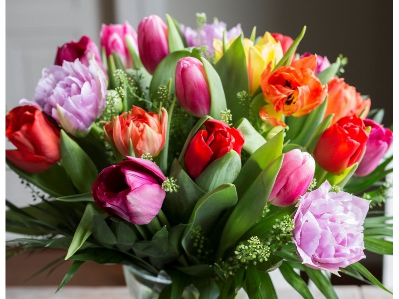 Холст с красками 17х22 см по номерам. ВЕСЕННИЕ ТЮЛЬПАНЫ