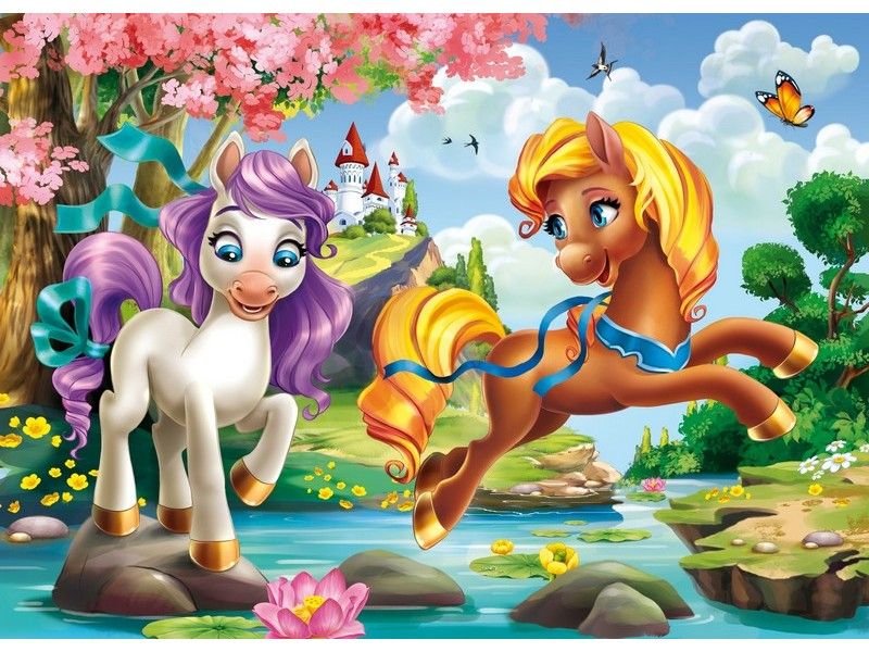 Холст с красками 22х30 см по номерам. ИГРИВЫЕ ПОНИ